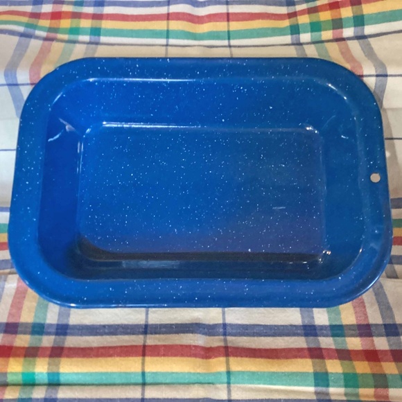 Enamelware Two Serving Bowls Blue Speckle - Picture 4 of 6